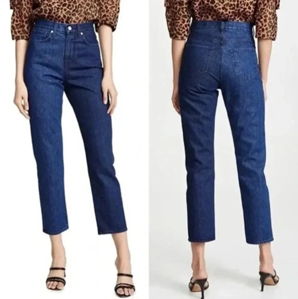 BLDWN Vintage Straight Jeans Women 31 Enigma Two Tone High Rise Cropped Rigid
